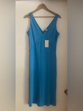 Blue V-Neck Slip Dress